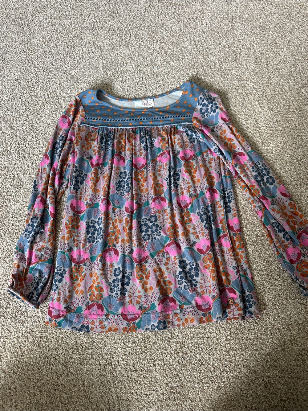 Boho Floral Peasant Top - Pink & Blue Matilda Jane Girls Size 8 EUC